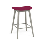 Fiber Bar + Counter Stool: Wood Base + Upholstered + Counter + Grey