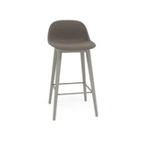Fiber Bar + Counter Stool With Backrest: Wood Base + Upholstered + Counter + Grey