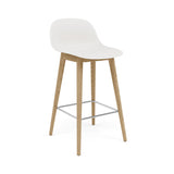 Fiber Bar + Counter Stool with Backrest: Wood Base + Counter + Oak + Natural White