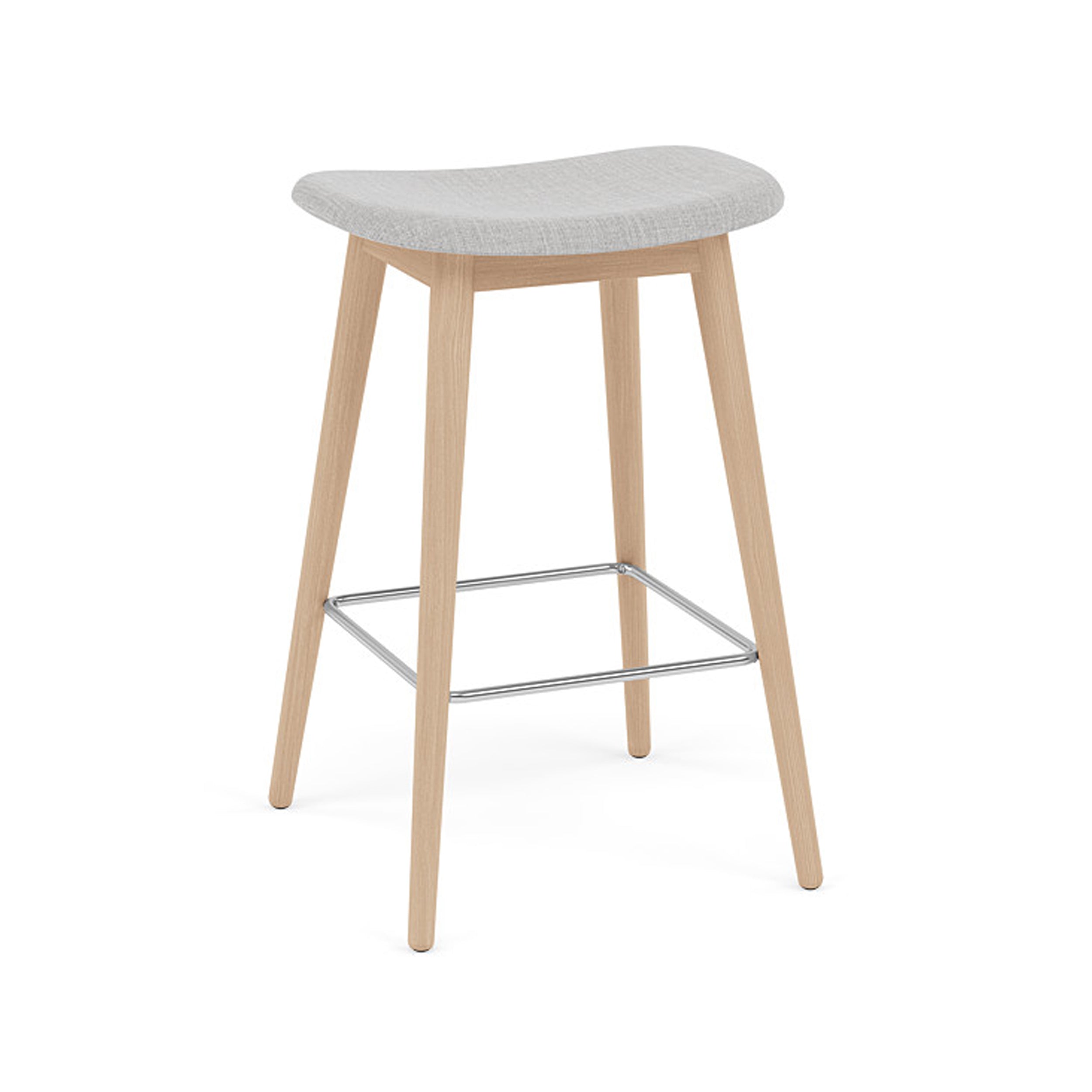 Fiber Bar + Counter Stool: Wood Base + Upholstered + Counter + Oak 
