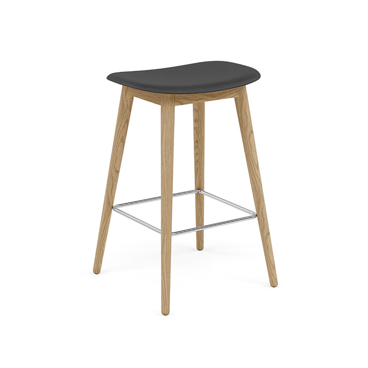 Fiber Bar + Counter Stool: Wood Base + Counter + Oak + Black