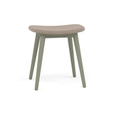 Fiber Stool: Wood Base + Upholstered + Dusty Green