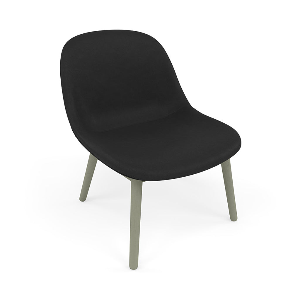 Fiber Lounge Chair: Wood Base + Upholstered + Dusty Green