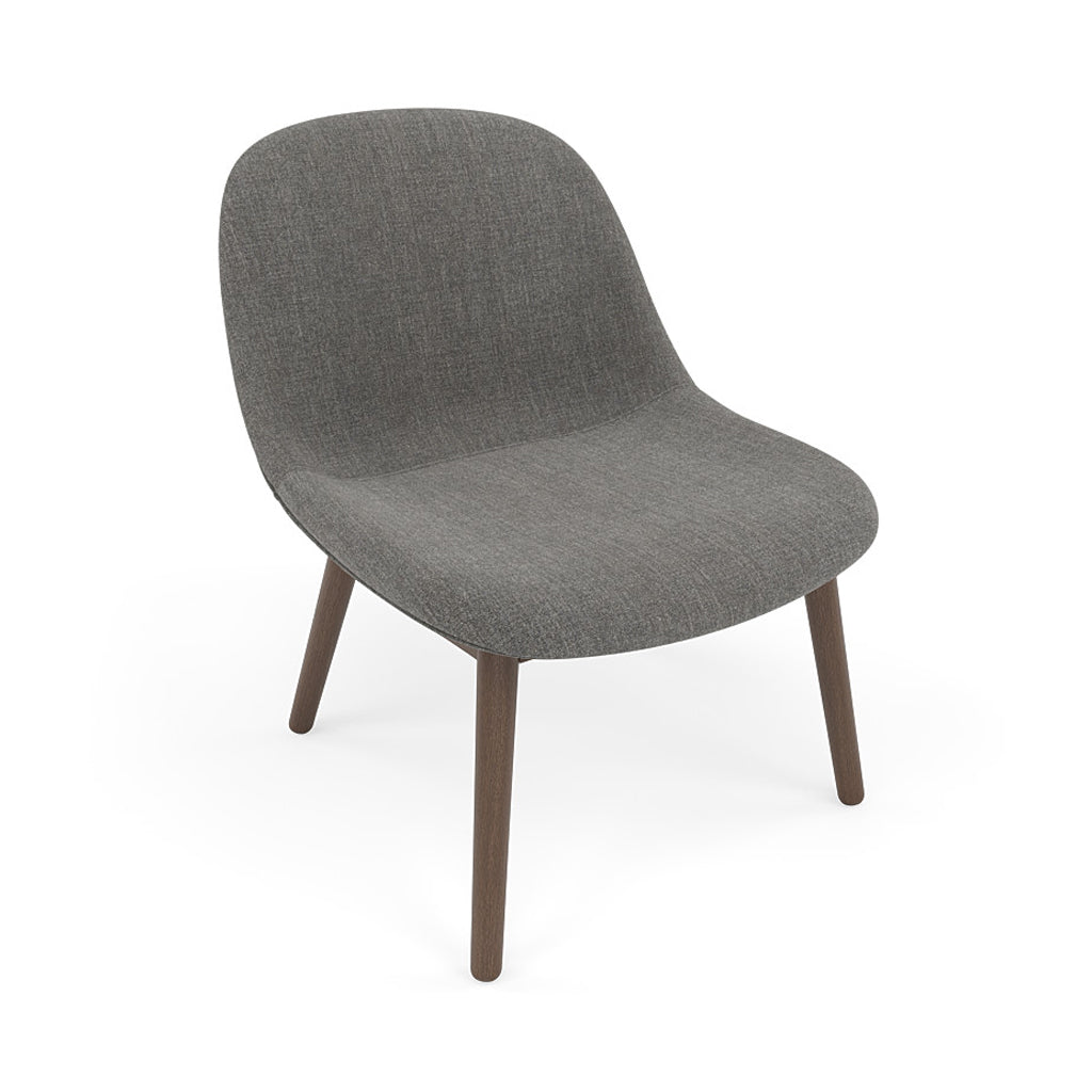 Fiber Lounge Chair: Wood Base + Upholstered + Stained Dark Brown