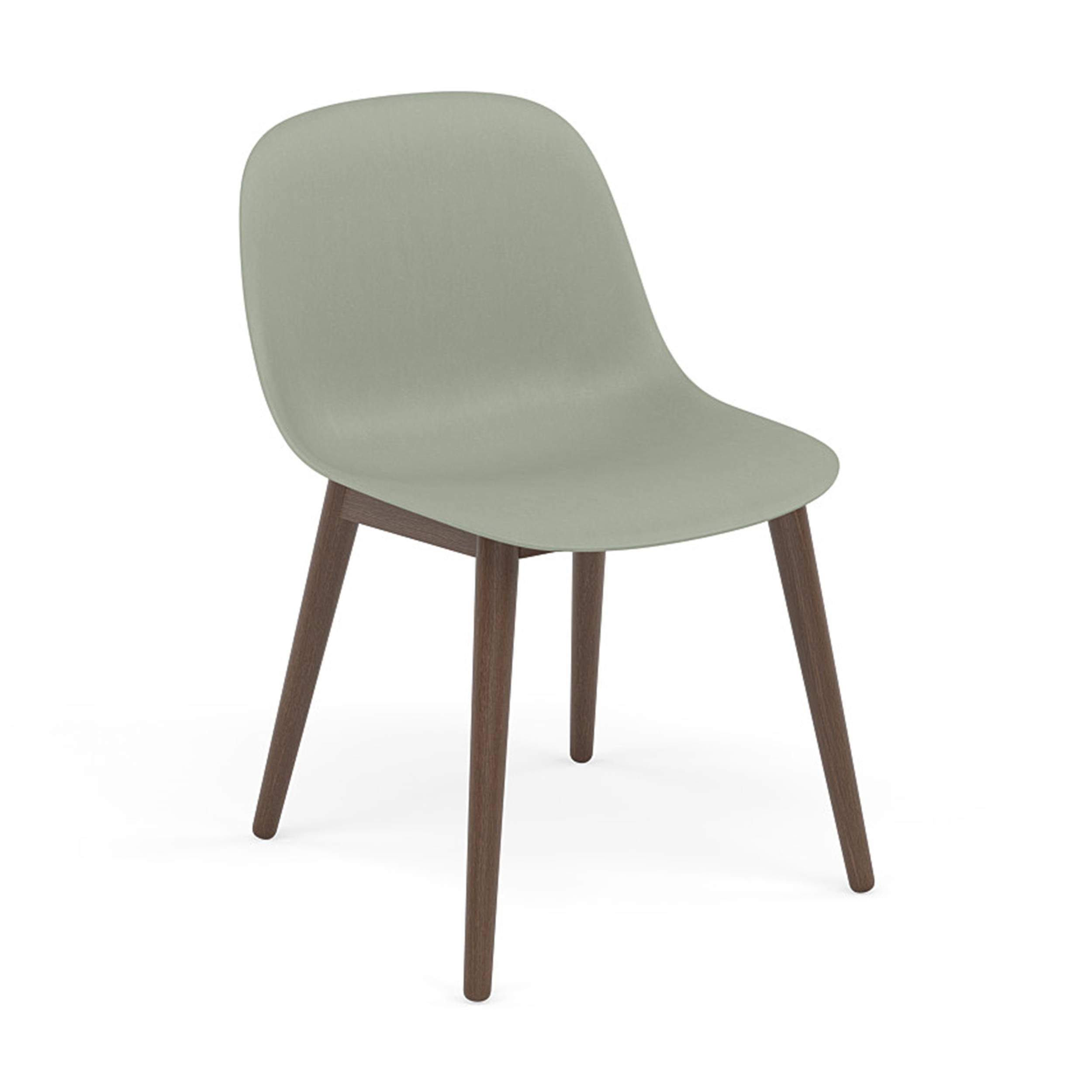 Fiber Side Chair: Wood Base + Recycled Shell +  Stained Dark Brown + Dusty Green
