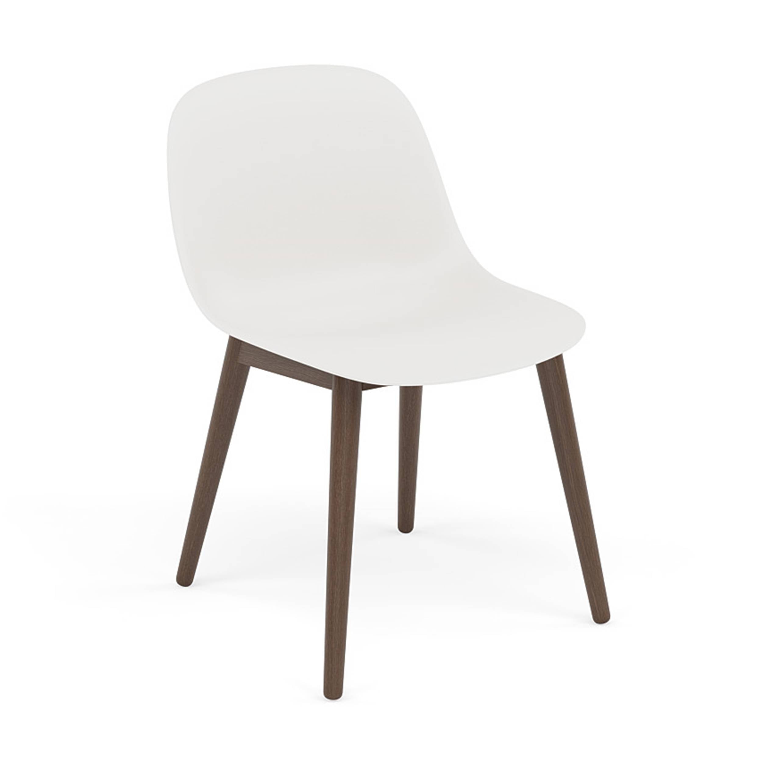 Fiber Side Chair: Wood Base + Recycled Shell +  Stained Dark Brown + Natural White