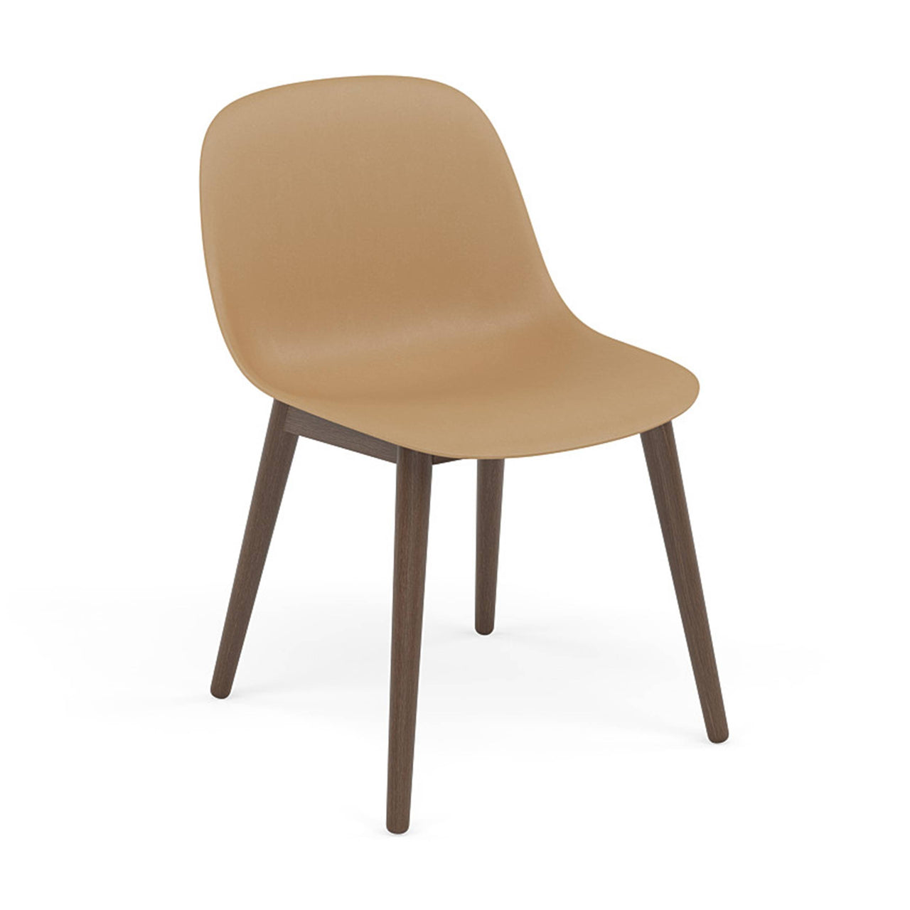 Fiber Side Chair: Wood Base + Recycled Shell +  Stained Dark Brown + Ochre