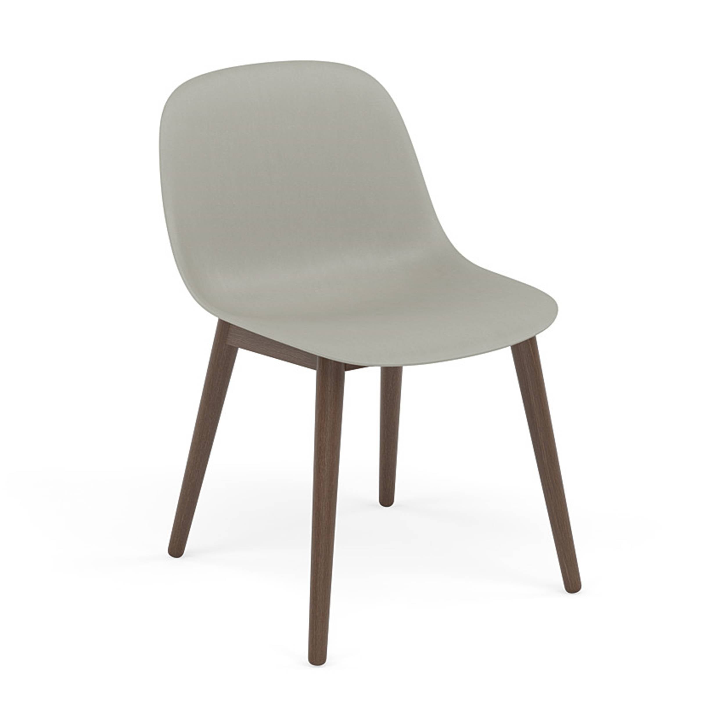 Fiber Side Chair: Wood Base + Recycled Shell +  Stained Dark Brown + Grey
