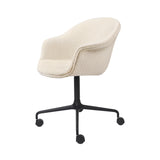 Bat Meeting Chair: 4-Star Swivel Base with Castors + Full Upholstery + Black Semi Matt