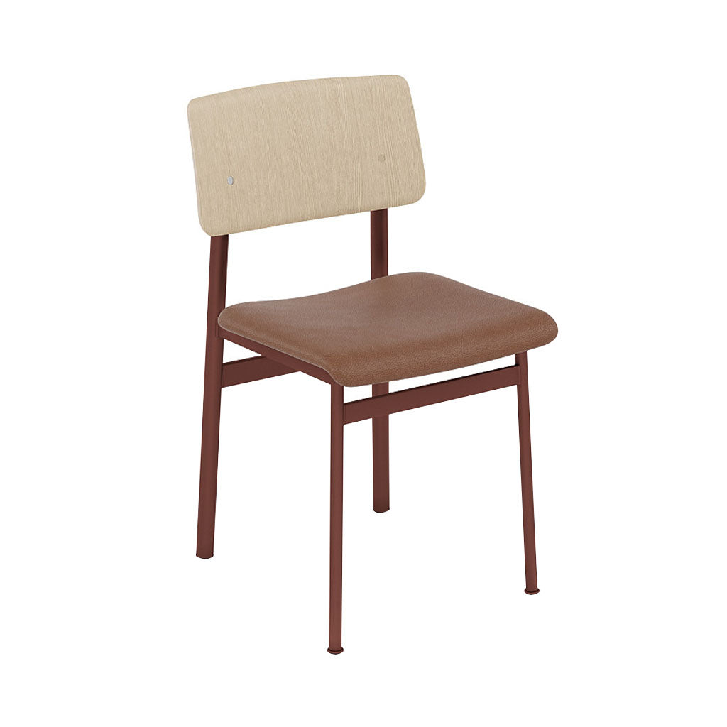 Loft Chair: Upholstered + Deep Red + Oak