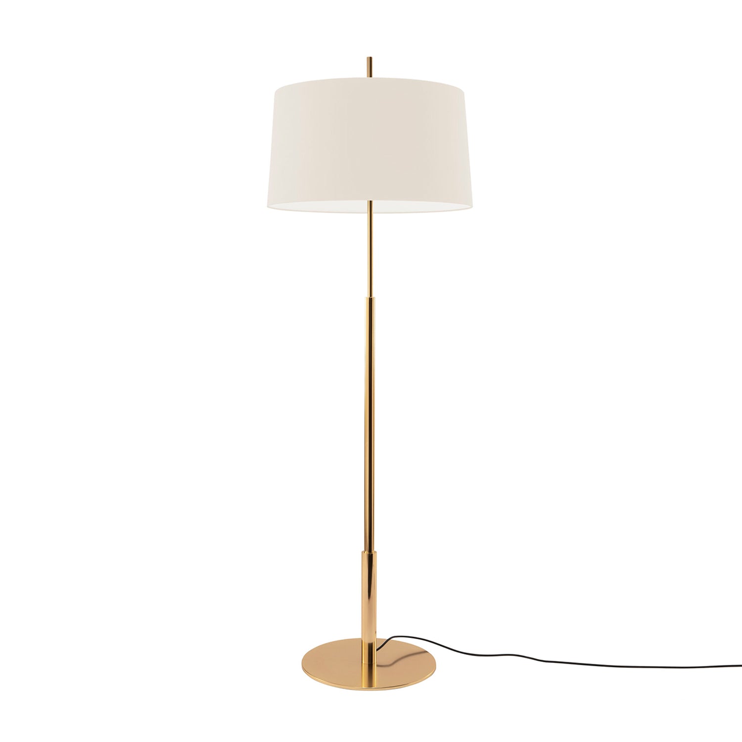 Diana Floor Lamp: Low + White Linen + Shiny Gold