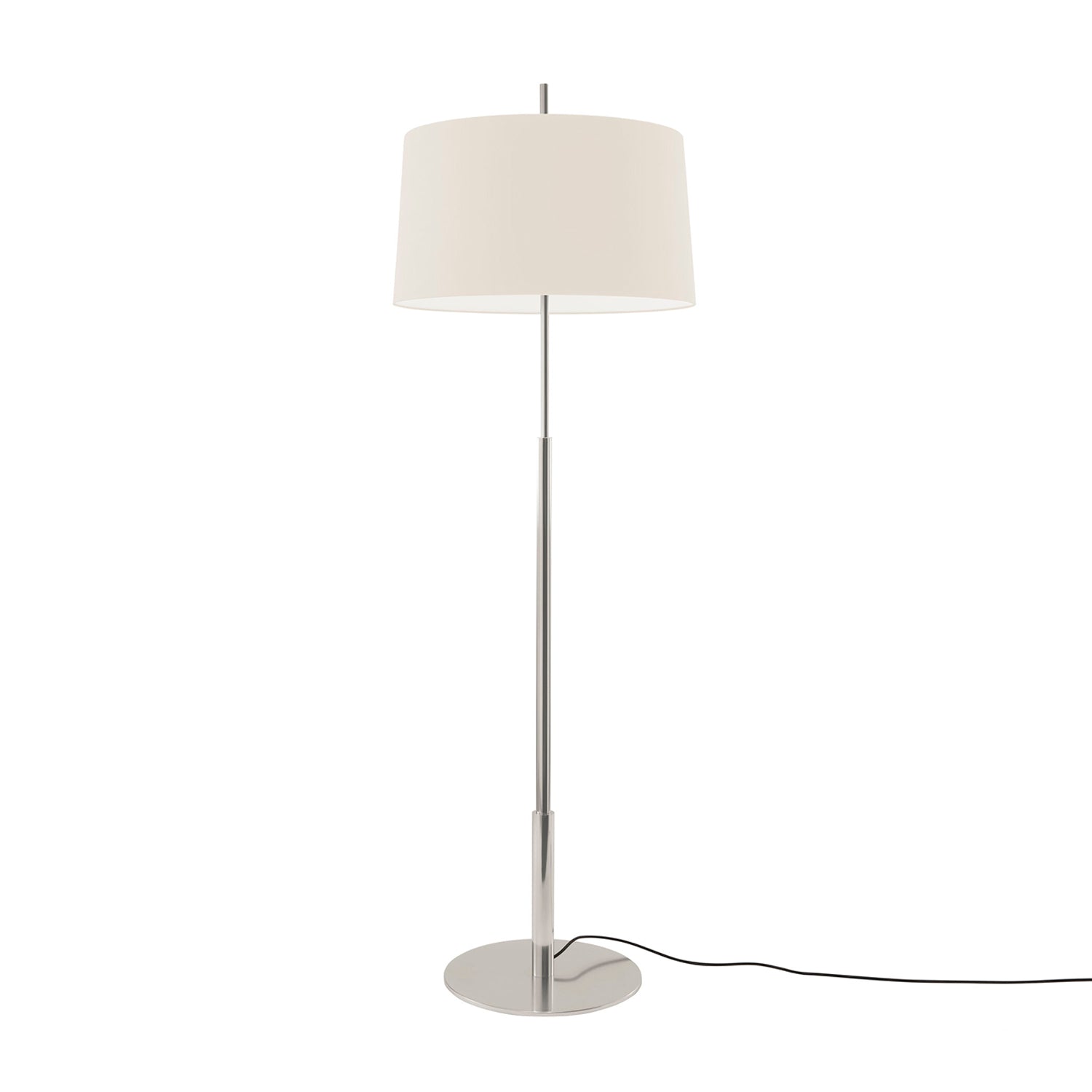 Diana Floor Lamp: Low + White Linen + Satin Nickel 