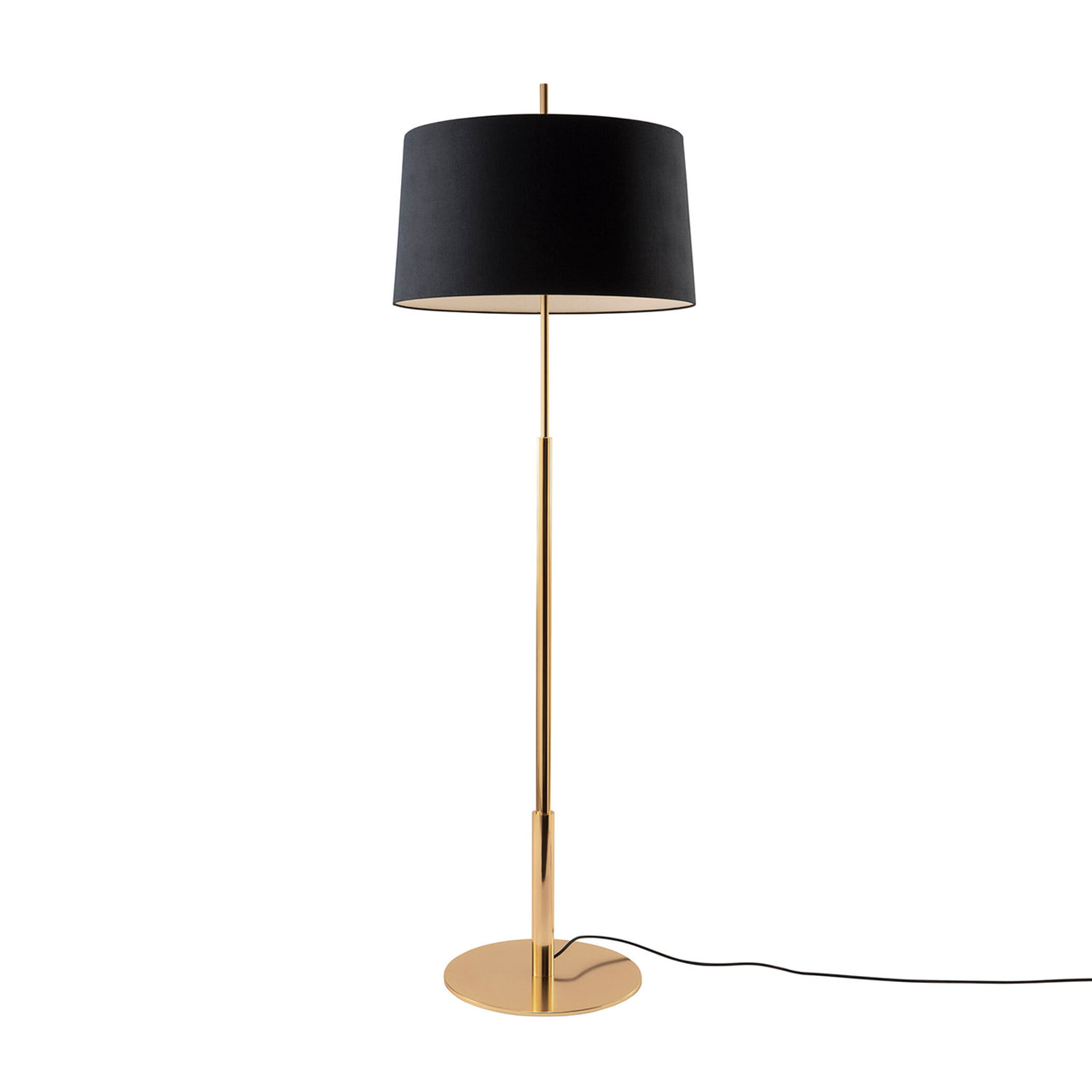 Diana Floor Lamp: Low + Black Linen + Shiny Gold