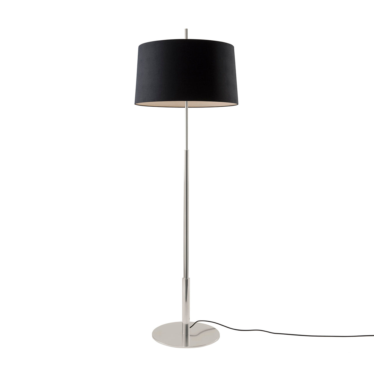 Diana Floor Lamp: Low + Black Linen + Satin Nickel