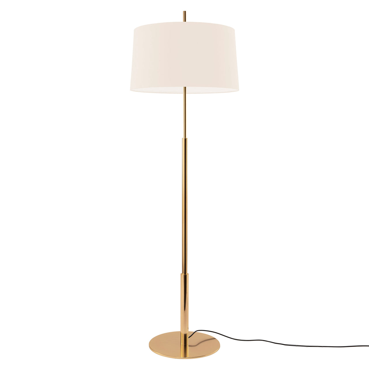 Diana Floor Lamp: High + White Linen + Shiny Gold