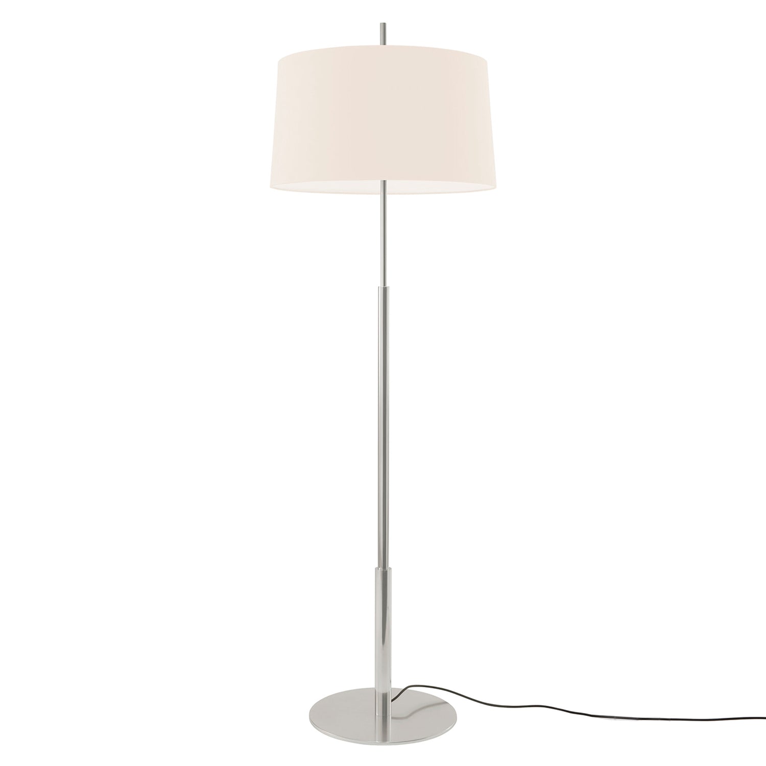 Diana Floor Lamp: High + White Linen + Satin Nickel 