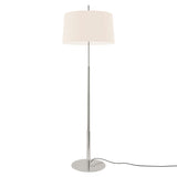 Diana Floor Lamp: High + White Linen + Satin Nickel 