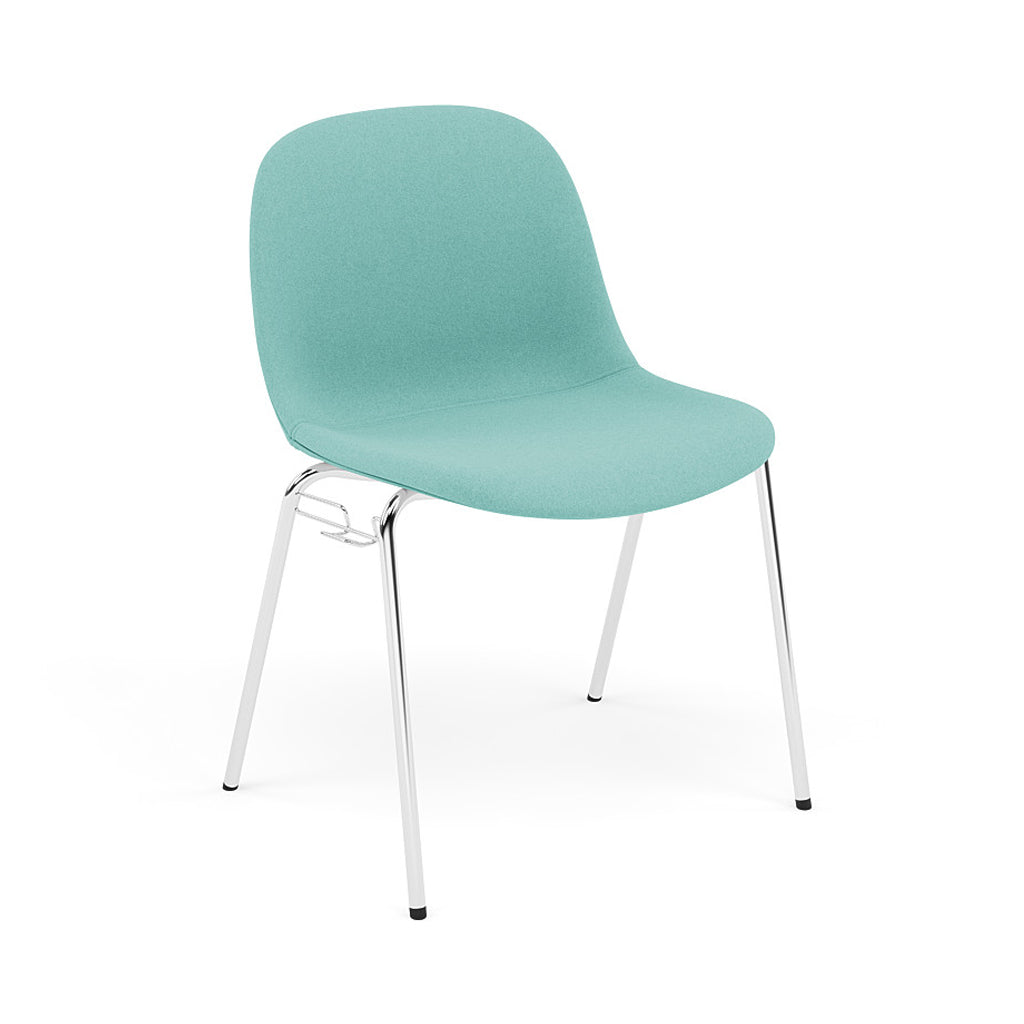 Fiber Side Chair: A-Base with Linking Device & Felt Glides + Recycled Shell + Upholstered