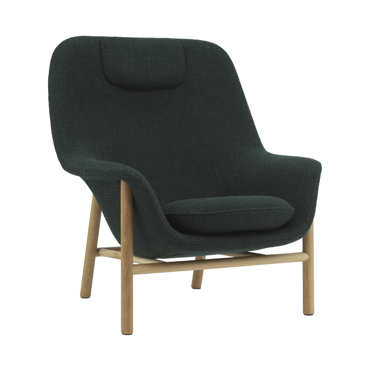 Drape Lounge Chair: High + Wood Base + With Headrest + Oak