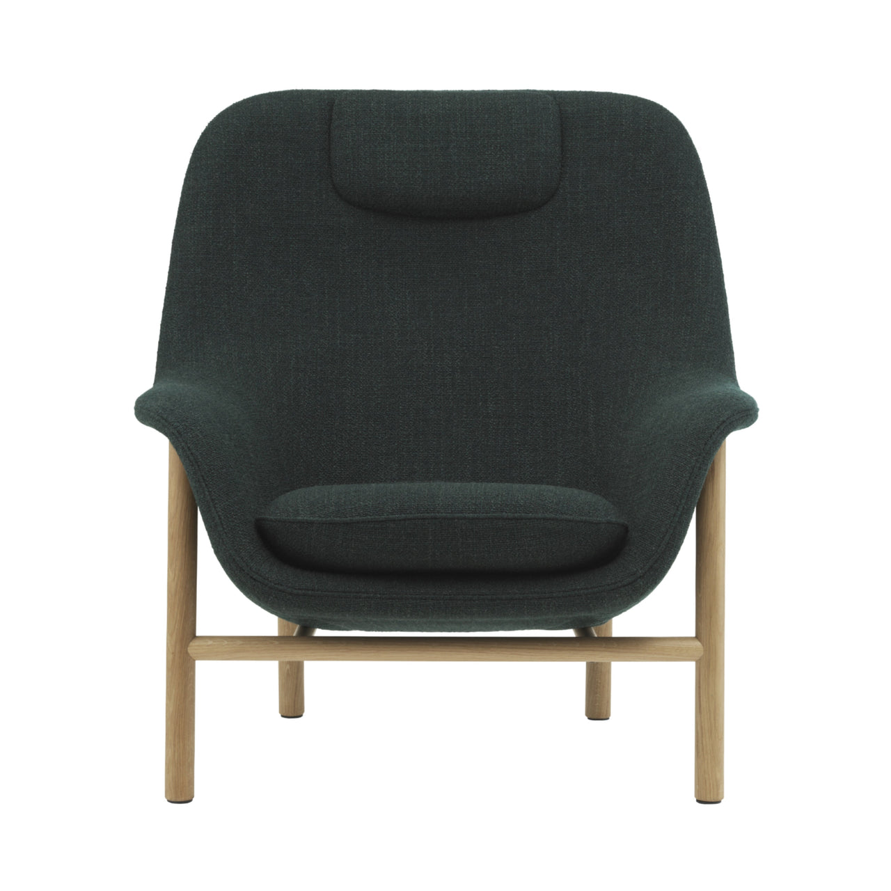 Drape Lounge Chair: High + Wood Base + With Headrest + Oak