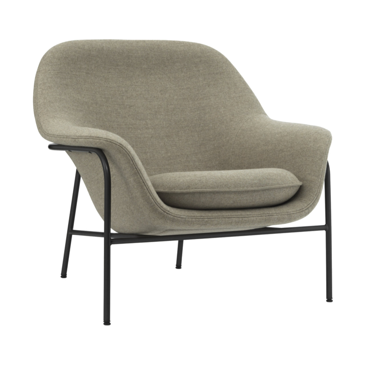 Drape Lounge Chair: Low + Steel Base + Black