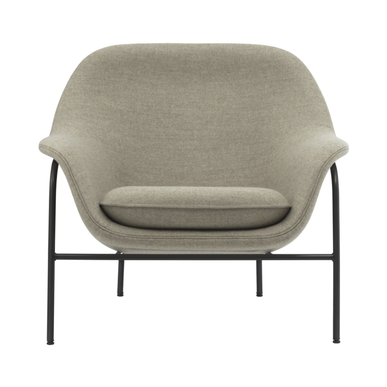 Drape Lounge Chair: Low + Steel Base + Black