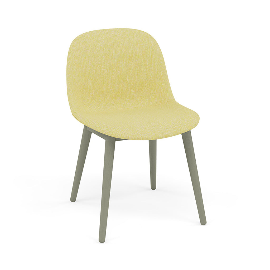 Fiber Side Chair: Wood Base + Recycled Shell + Upholstered + Dusty Green