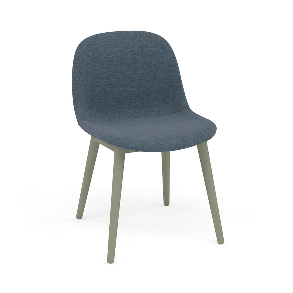 Fiber Side Chair: Wood Base + Recycled Shell + Upholstered + Dusty Green