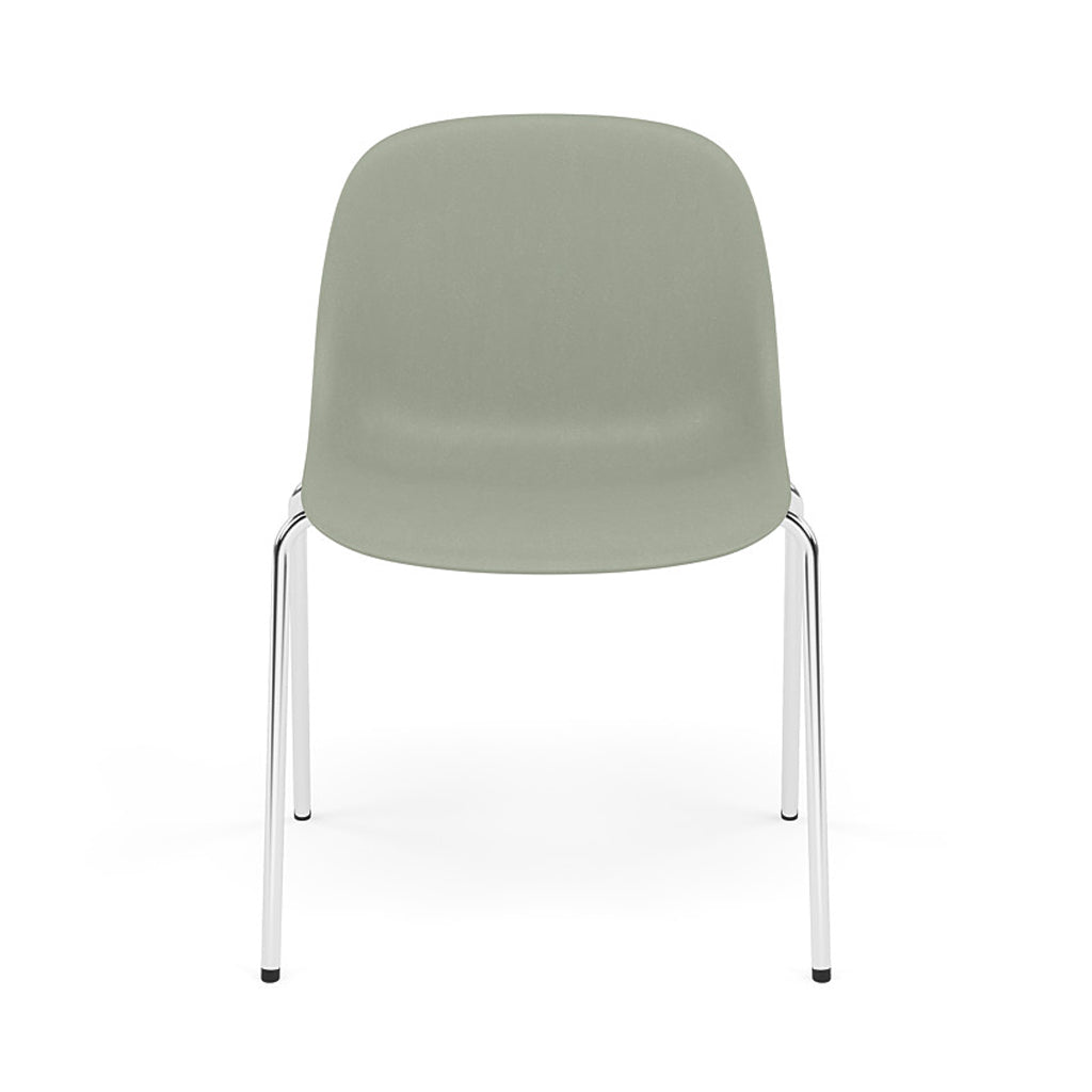 Fiber Side Chair: A-Base With Felt Glides + Dusty Green