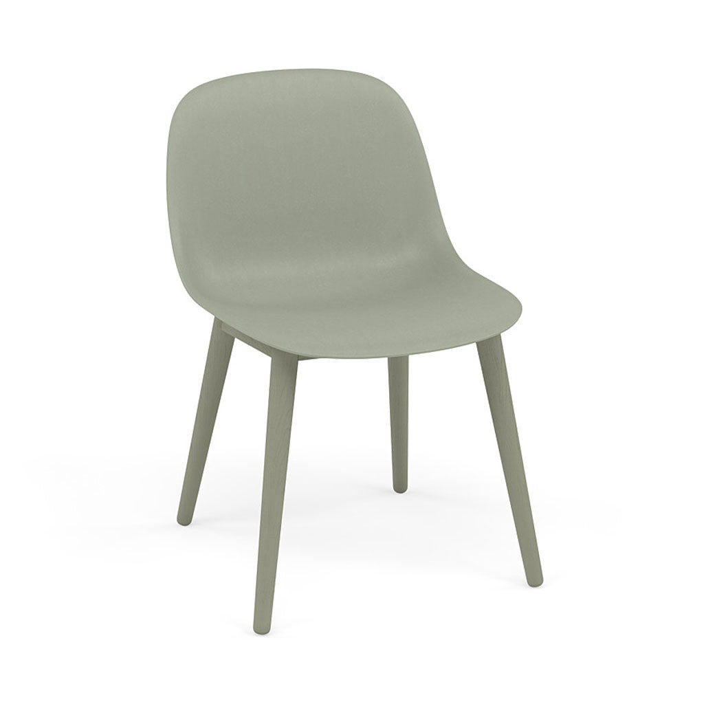 Fiber Side Chair: Wood Base + Recycled Shell + Recycled Shell + Dusty Green + Dusty Green