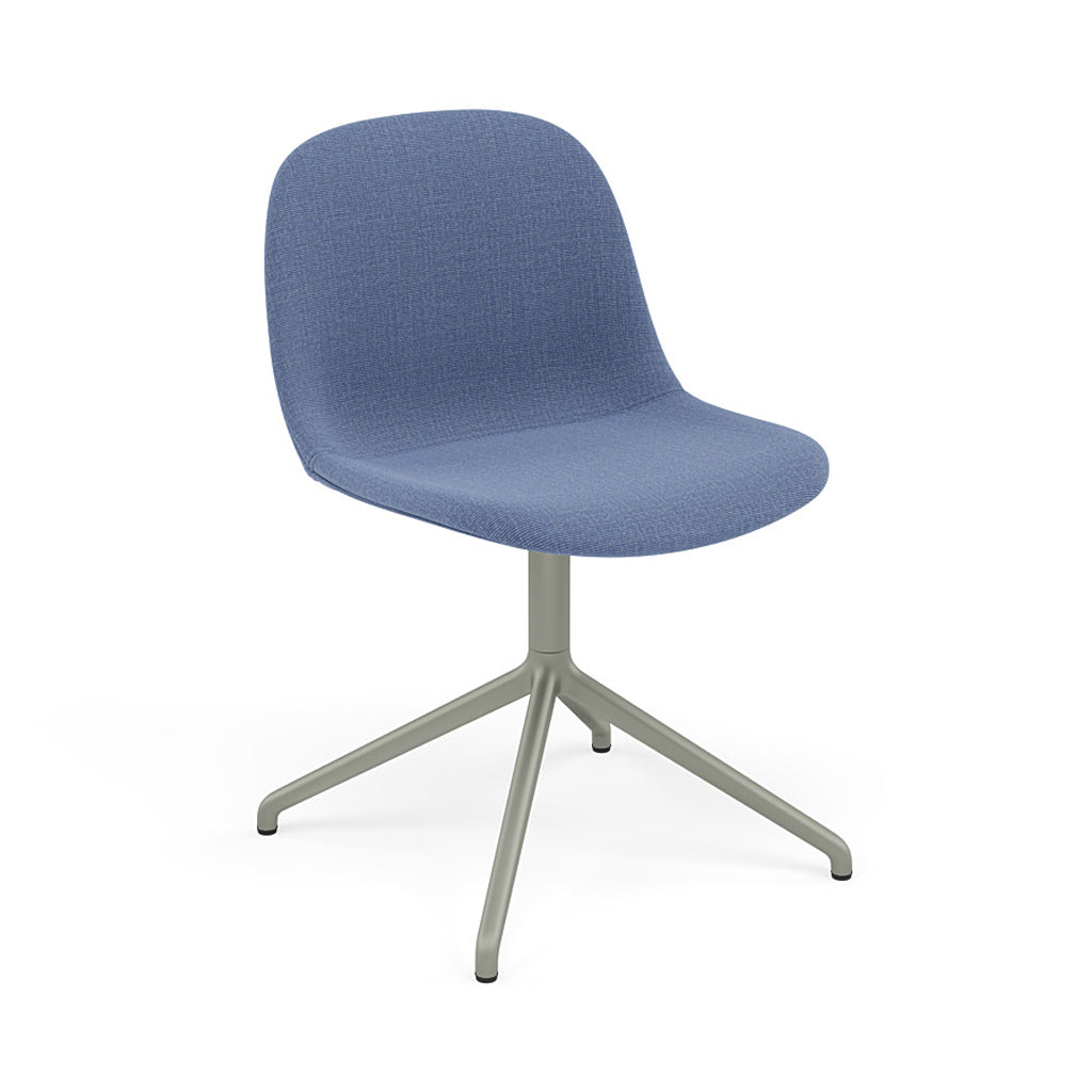 Fiber Side Chair: Swivel Base + Recycled Shell + Upholstered + Dusty Green