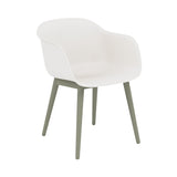 Fiber Armchair: Wood Base + Recycled Shell + Dusty Green + Natural White