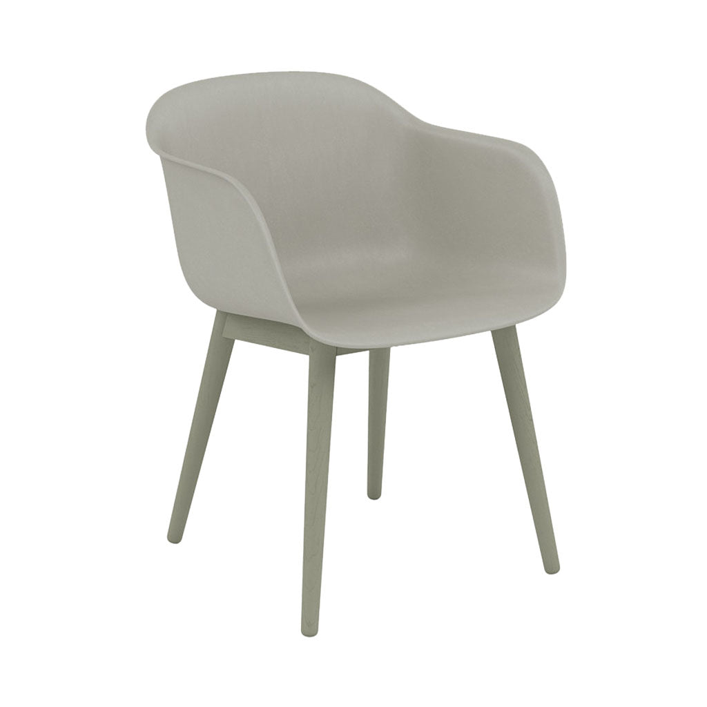 Fiber Armchair: Wood Base + Recycled Shell + Dusty Green + Grey