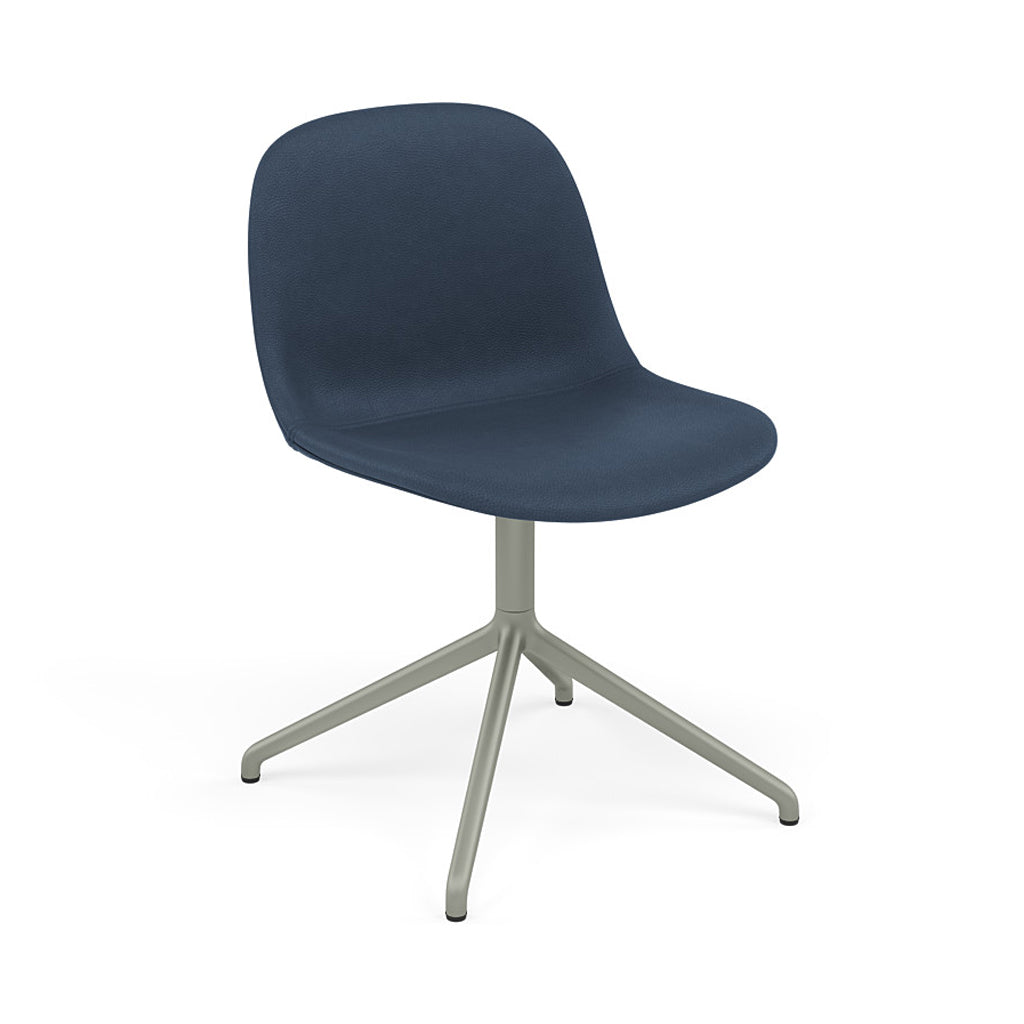 Fiber Side Chair: Swivel Base + Recycled Shell + Upholstered + Dusty Green