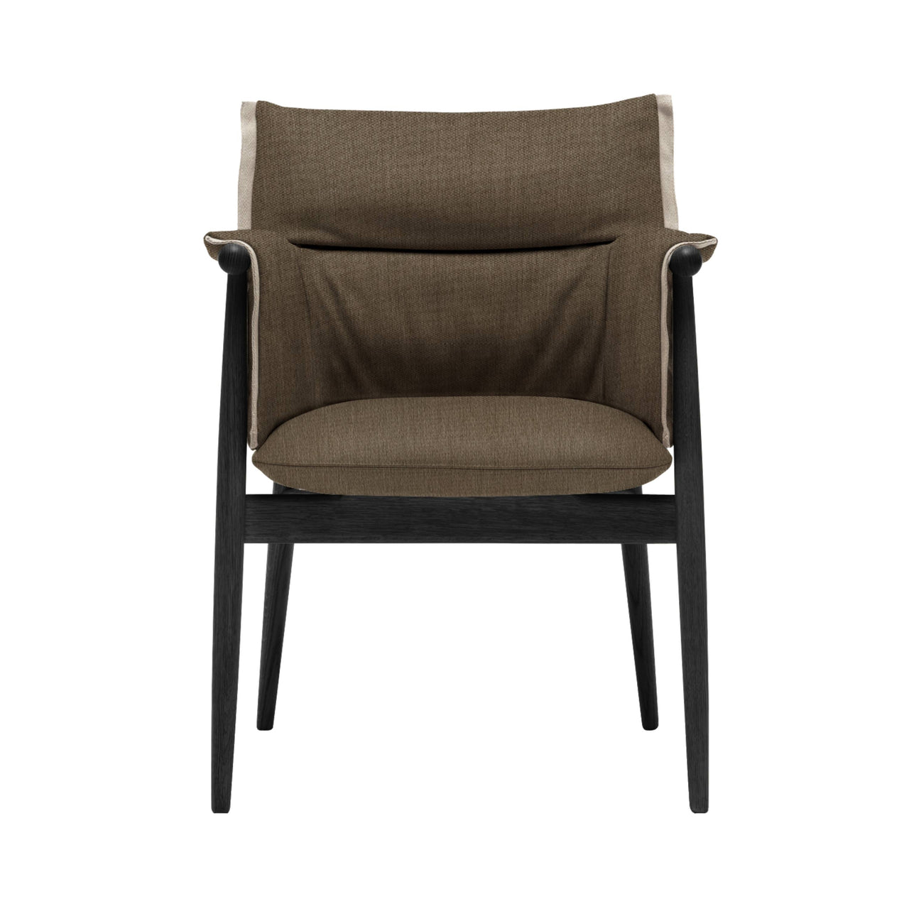 E005 Embrace Armchair: Natural Edging Strip + Black Oak