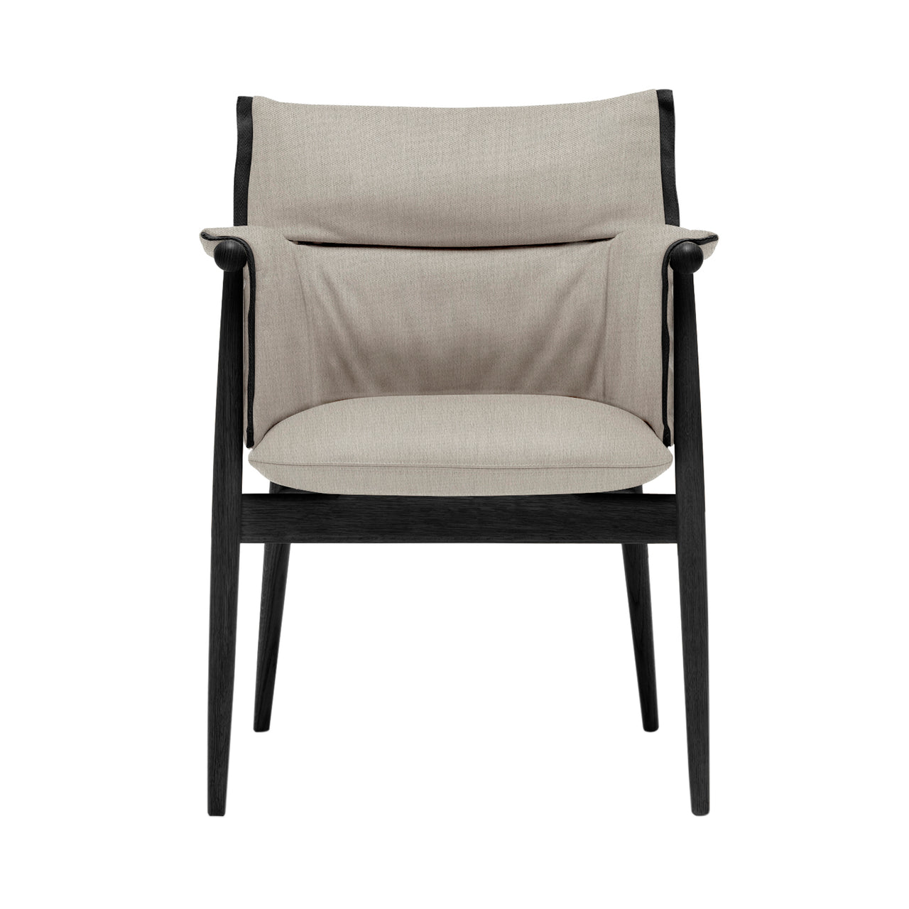 E005 Embrace Armchair: Black Edging Strip + Black Oak