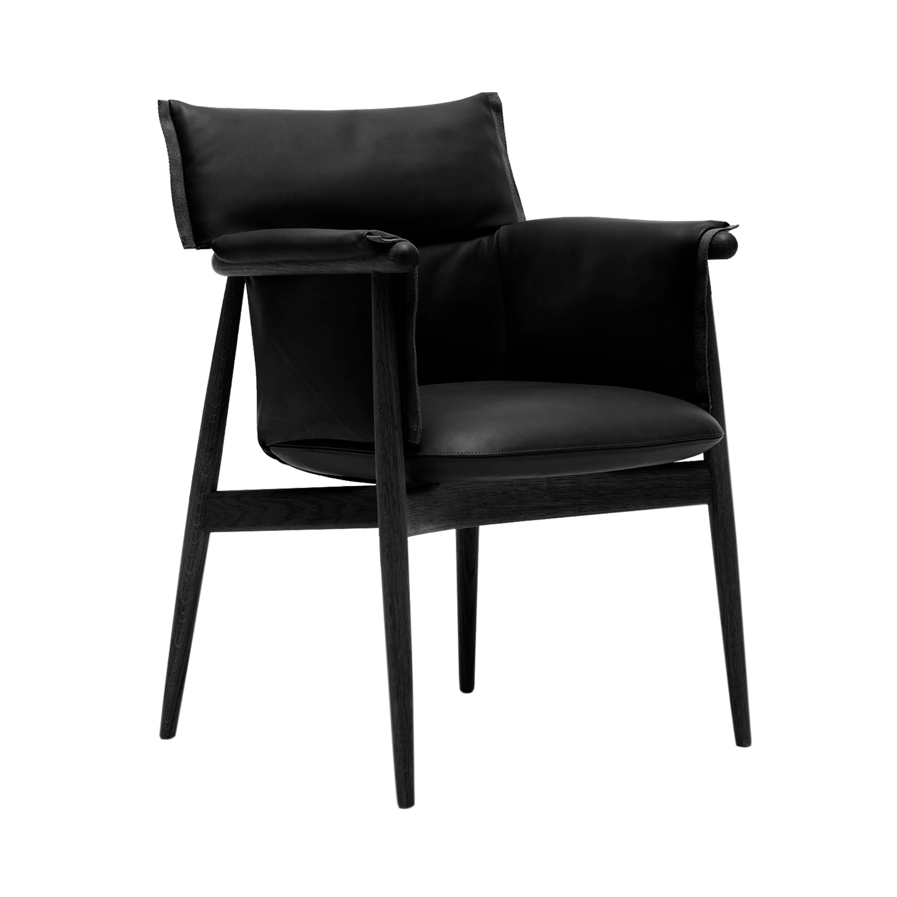 E005 Embrace Armchair: Black Edging Strip + Black Oak