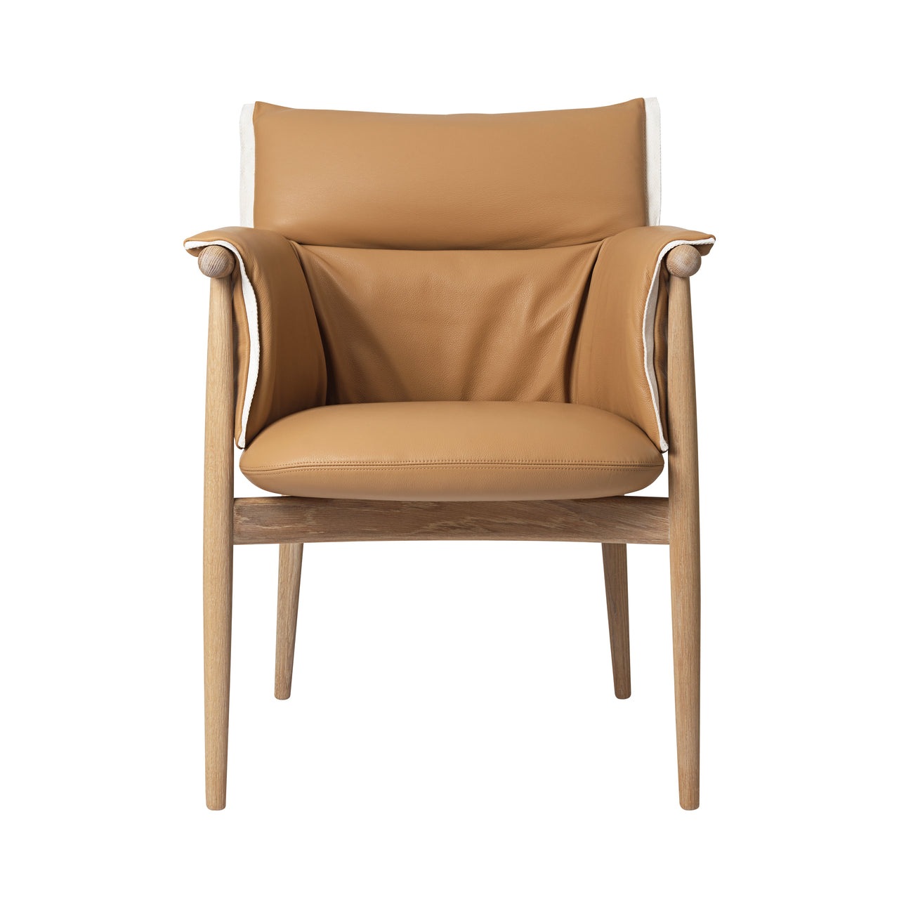 E005 Embrace Armchair: White Edging Strip + White Oiled Oak