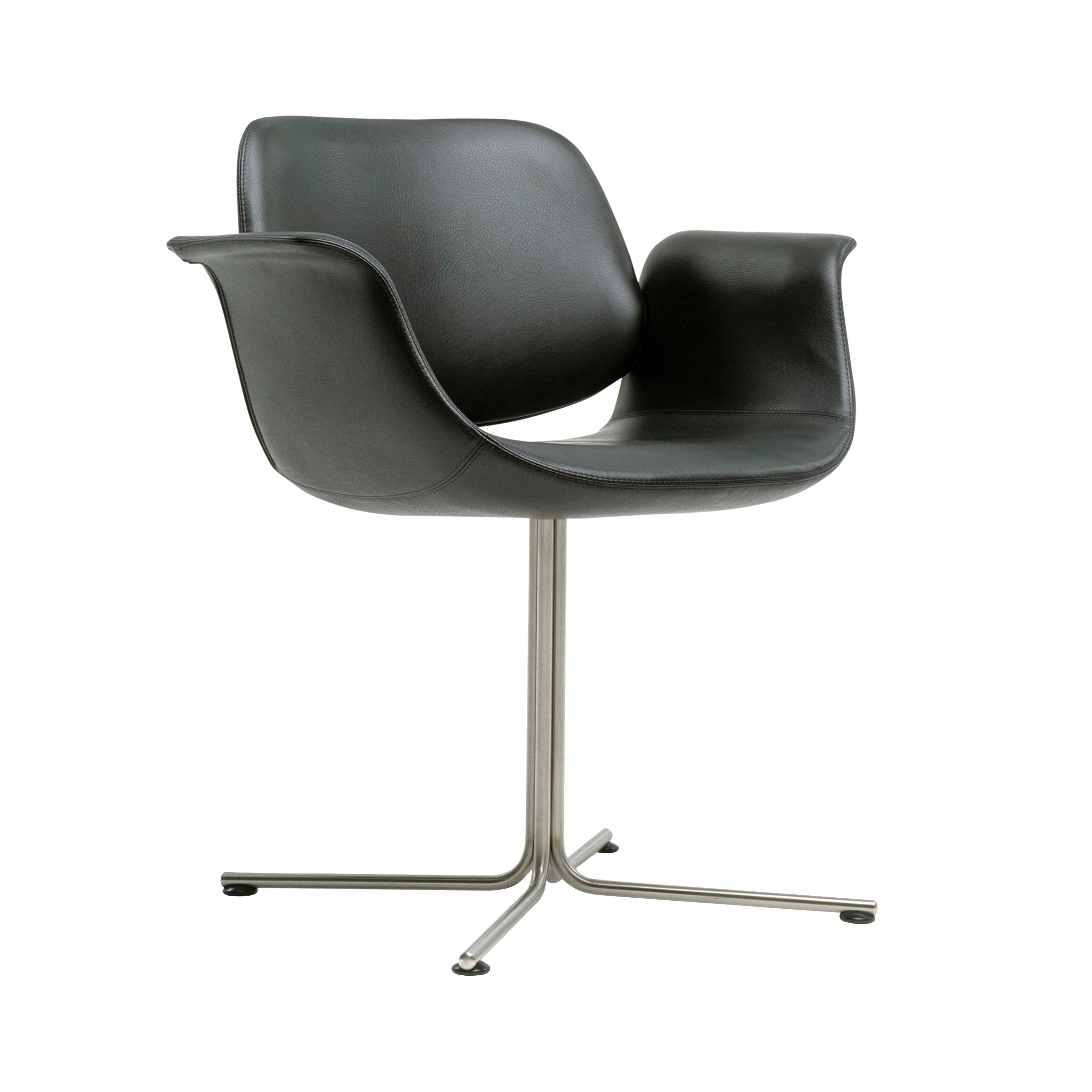 Flamingo Chair: Brushed Stainless Steel + Fixed