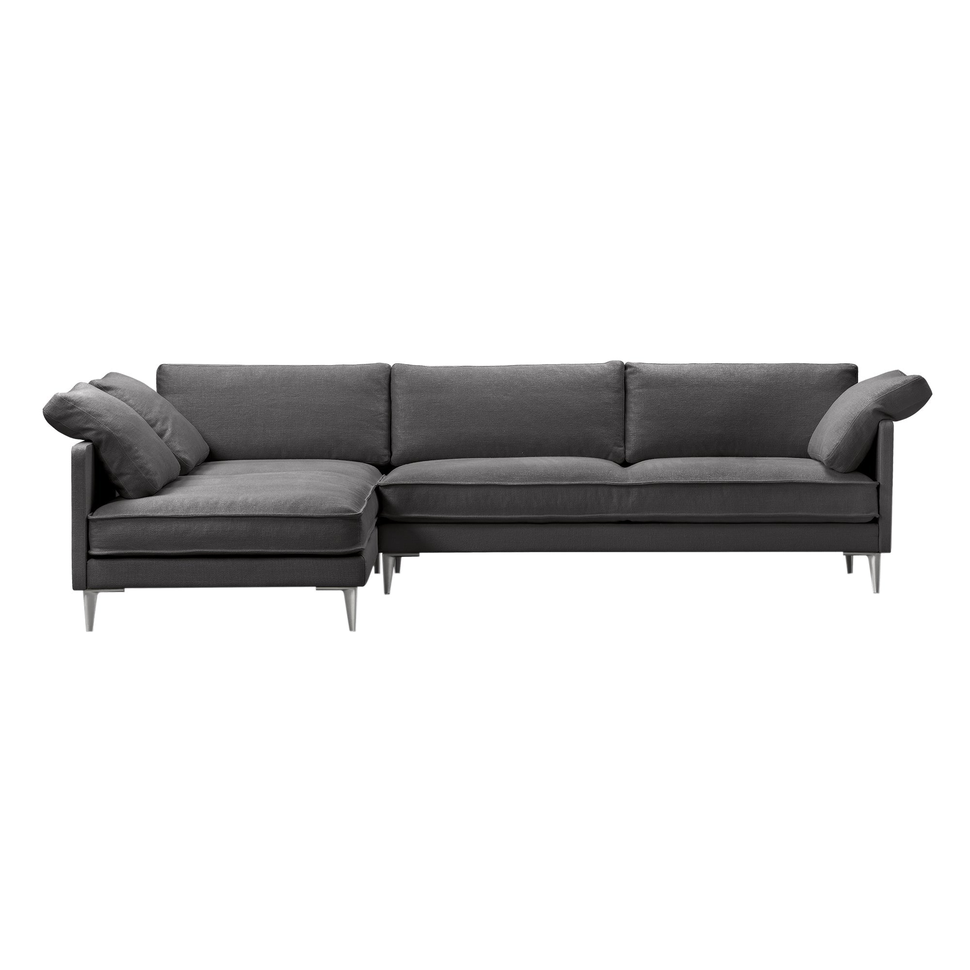 EJ295 Chaise Sofa: Small + Chrome + Left (With Cushion)