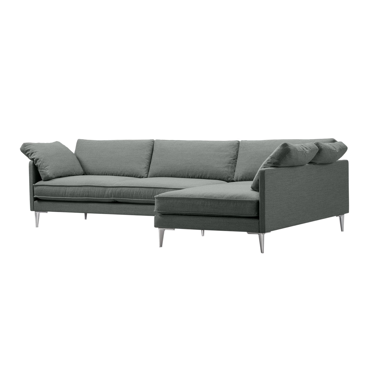 EJ295 Chaise Sofa: Small + Chrome + Right  (With Cushion)