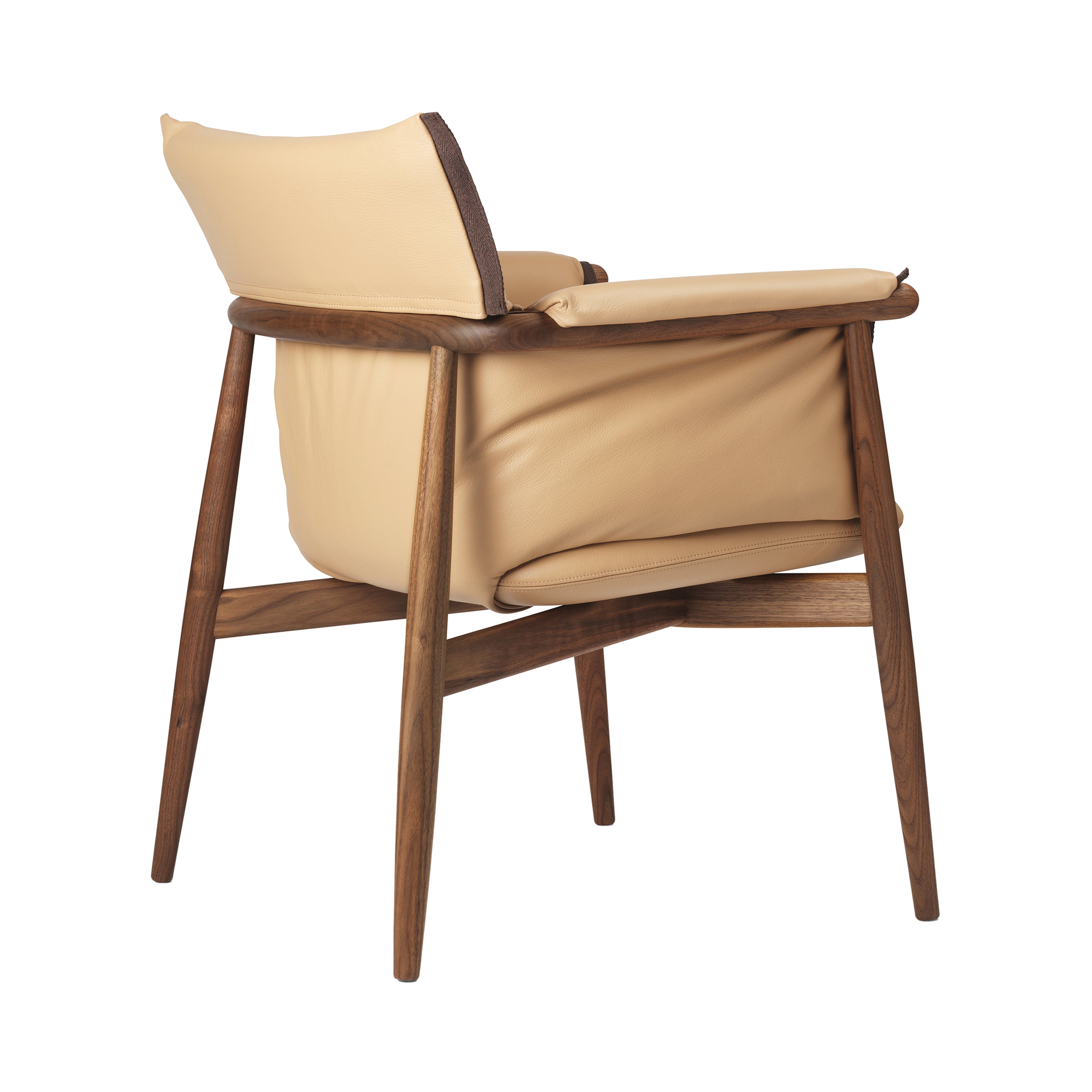 E015 Embrace Lounge Chair: Brown Edging Strip + Oiled Walnut