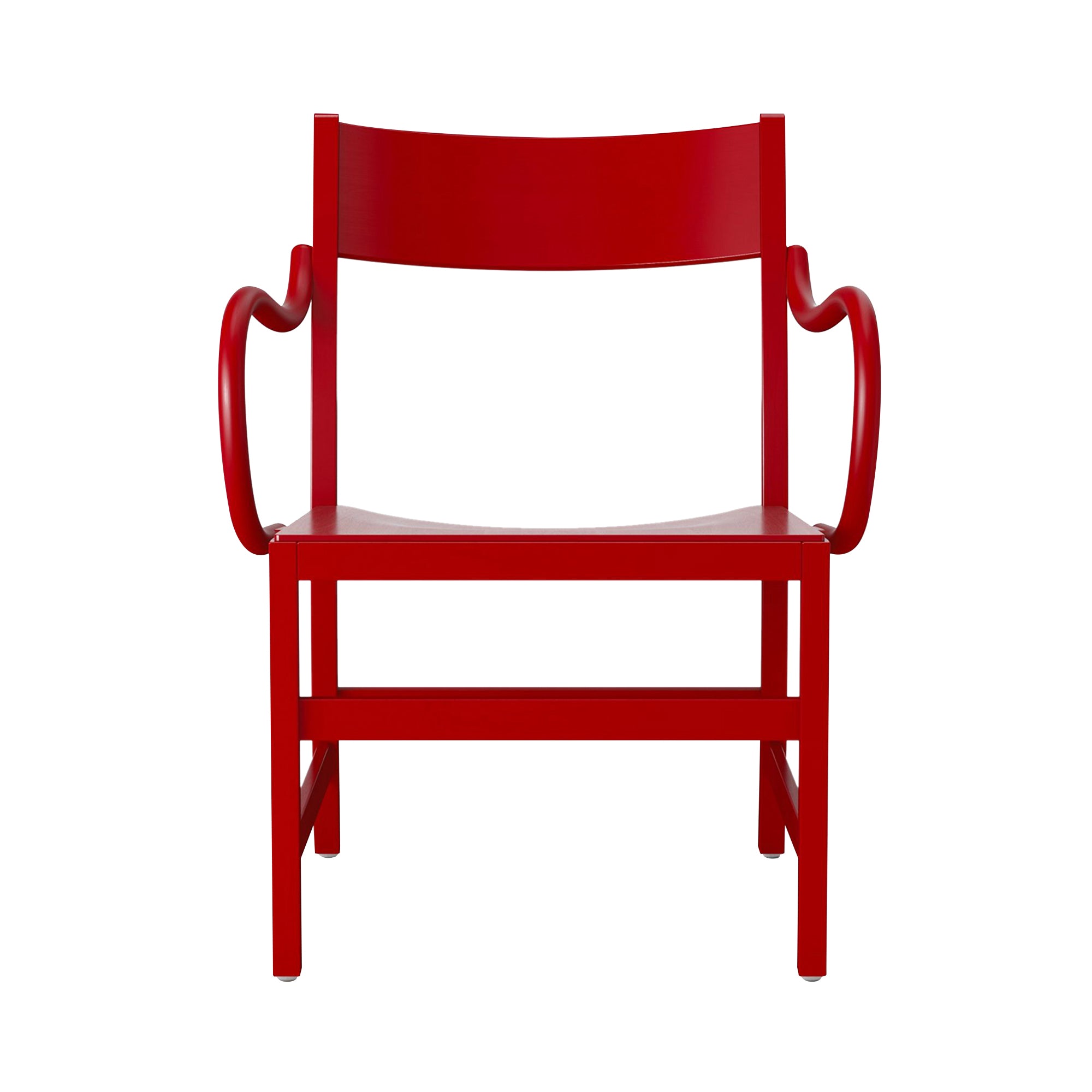 Waiter XL Easy Chair: Red Lacquered Beech