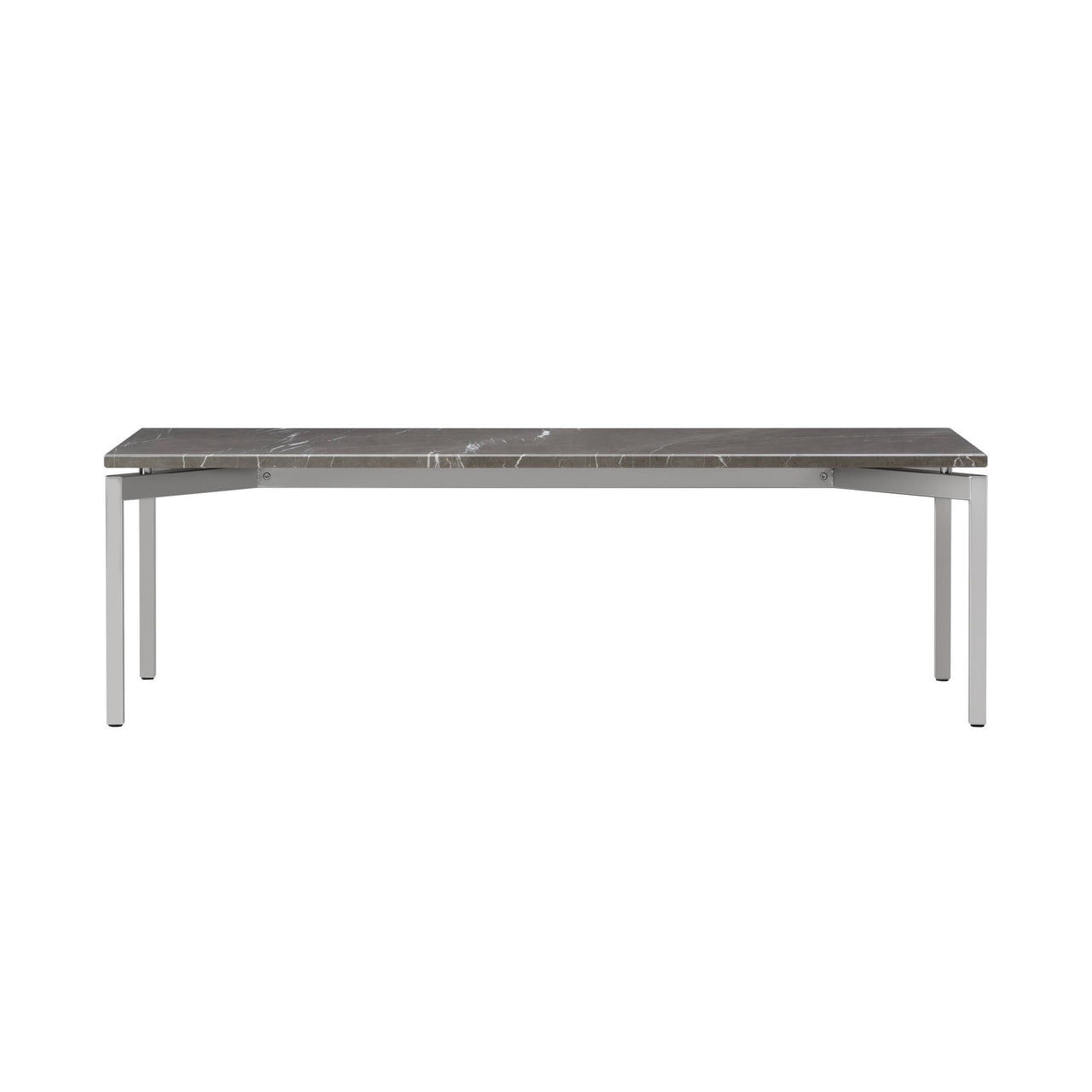 EJ66 Coffee Table: Rectangle + Grey Pietra + Stainless Steel