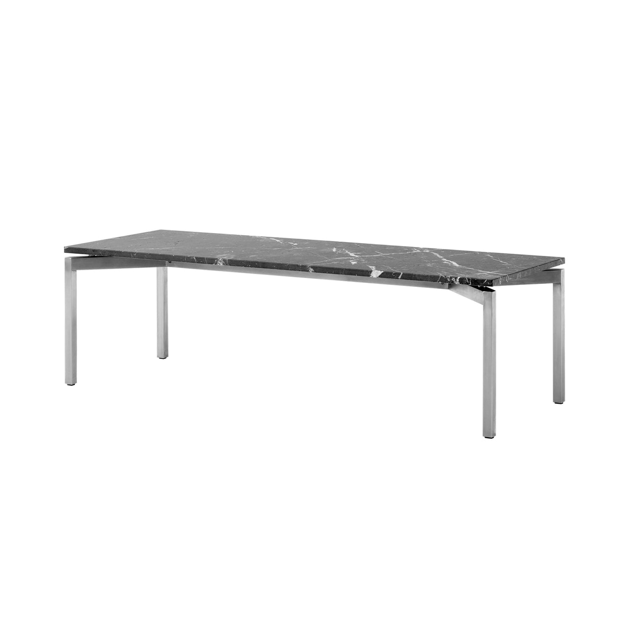 EJ66 Coffee Table: Rectangle + Black Marquina + Stainless Steel
