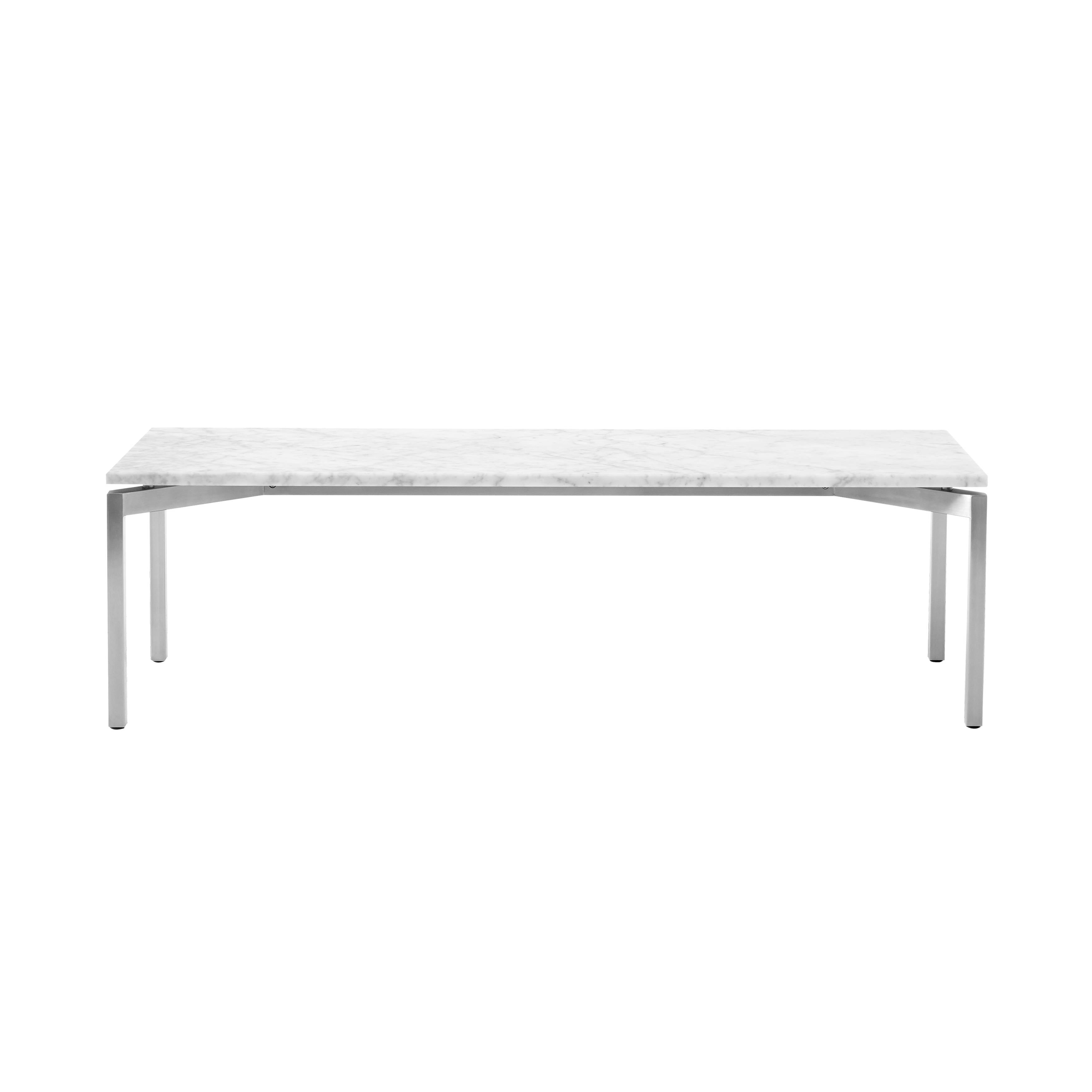 EJ66 Coffee Table: Rectangle + White Carrara + Stainless Steel
