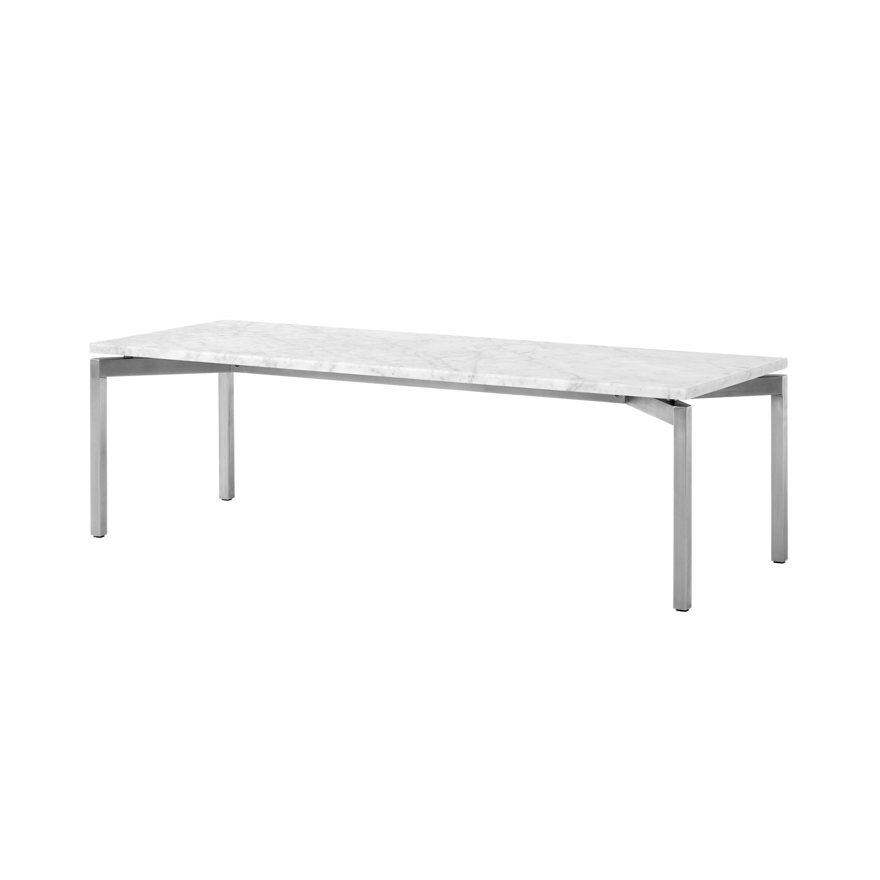 EJ66 Coffee Table: Rectangle + White Carrara + Stainless Steel