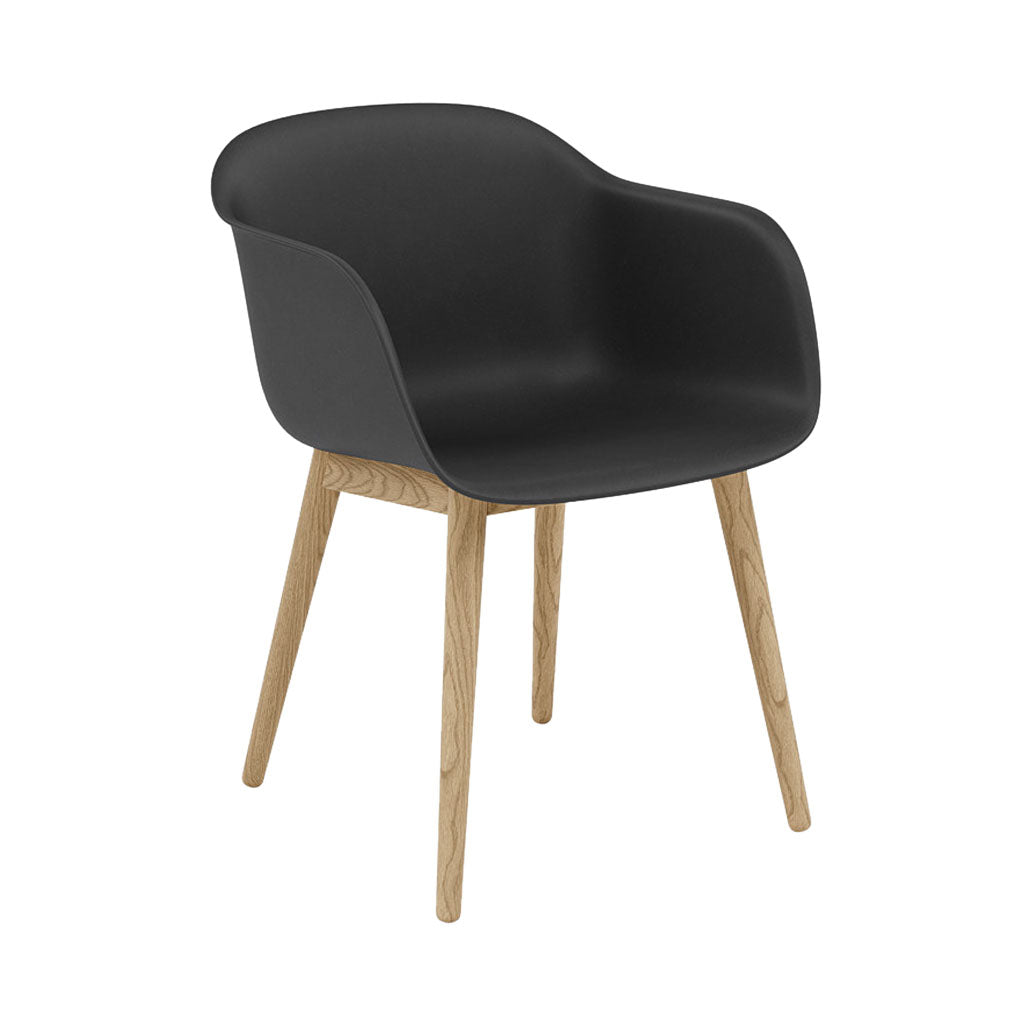 Fiber Armchair: Wood Base + Recycled Shell + Oak + Black