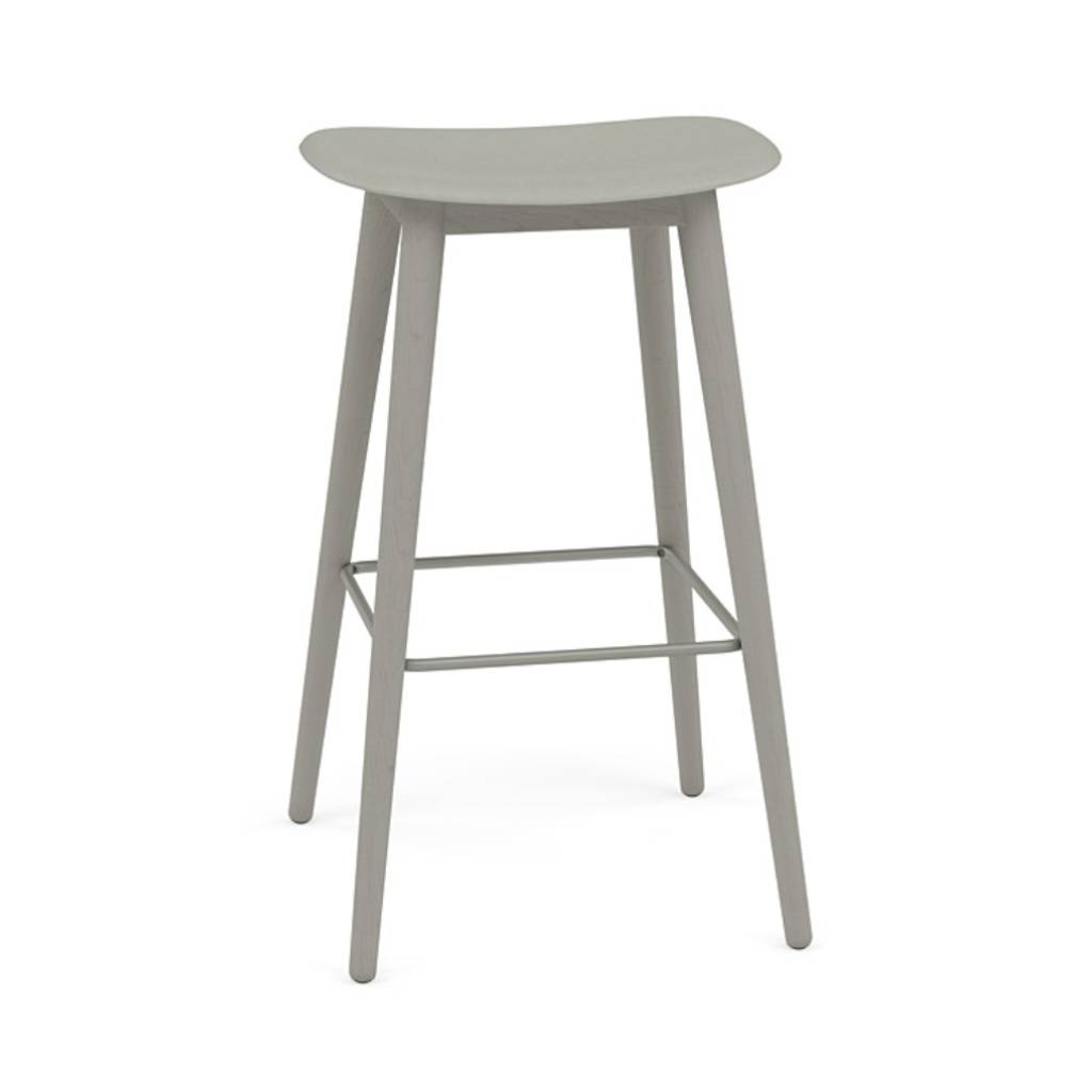 Fiber Bar + Counter Stool: Wood Base + Bar + Grey