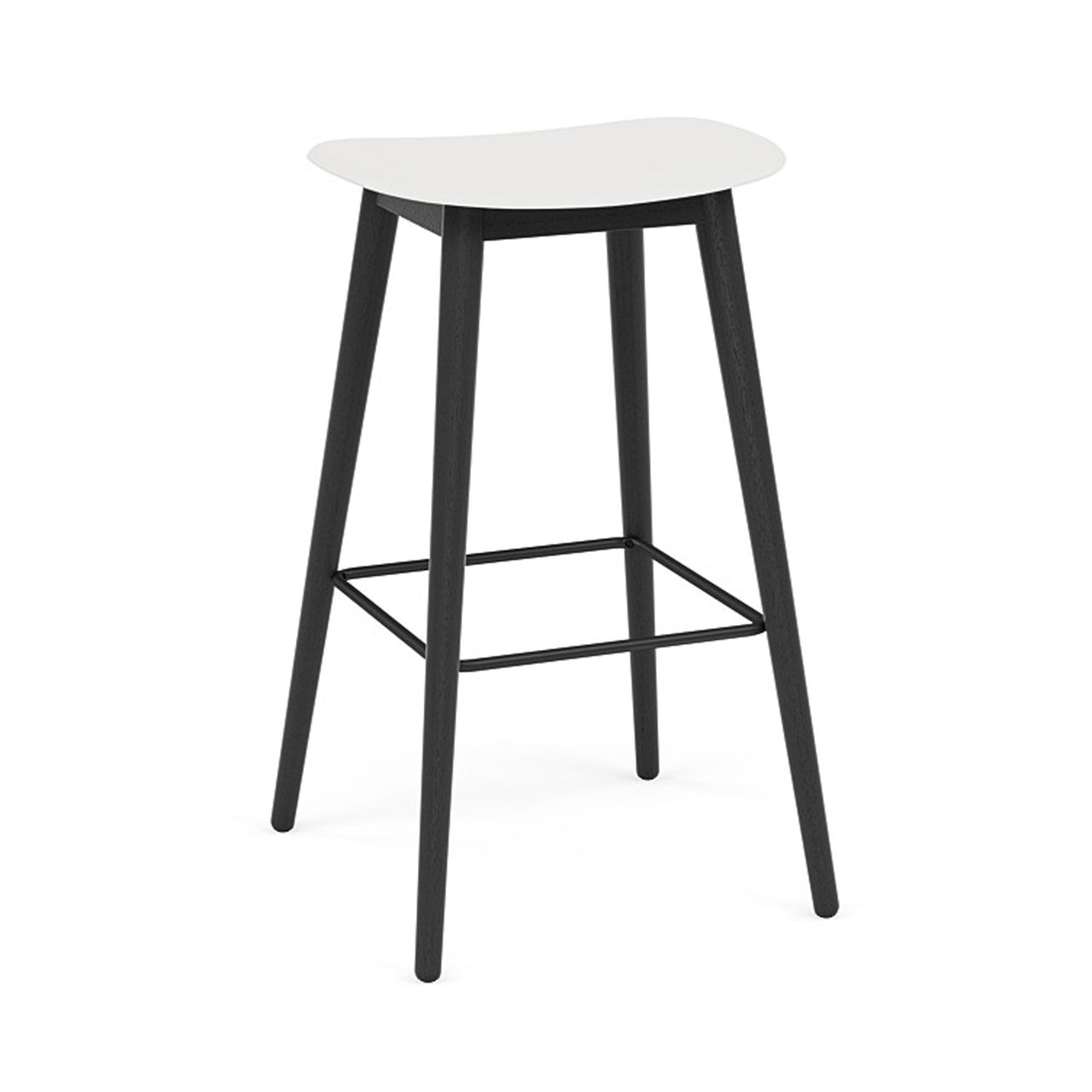 Fiber Bar + Counter Stool: Wood Base + Bar + Black + Natural White